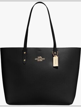Coach Black Pebbled Leather Town Tote